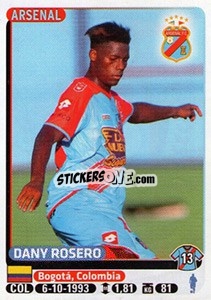 Sticker Dany Rosero - Fùtbol Argentino 2015 n. 38 - Panini