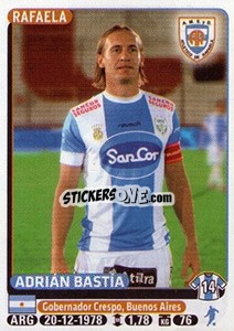 Cromo Adrian Bastia - Fùtbol Argentino 2015 - Panini