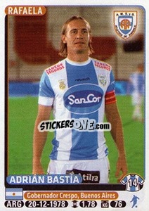 Cromo Adrian Bastia - Fùtbol Argentino 2015 n. 53 - Panini