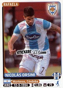 Figurina Nicolas Orsini - Fùtbol Argentino 2015 n. 60 - Panini