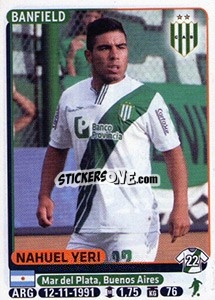 Cromo Nahuel Yeri - Fùtbol Argentino 2015 - Panini