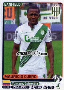 Figurina Mauricio Cuero - Fùtbol Argentino 2015 - Panini