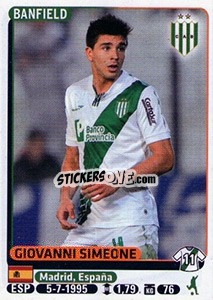 Cromo Giovanni Simeone - Fùtbol Argentino 2015 - Panini