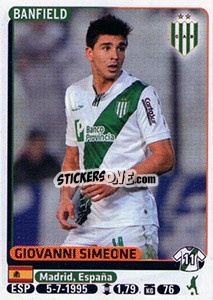 Sticker Giovanni Simeone - Fùtbol Argentino 2015 n. 75 - Panini