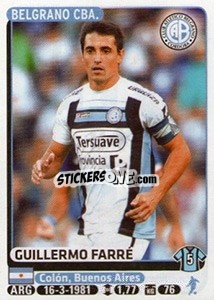 Cromo Guillermo Farre - Fùtbol Argentino 2015 - Panini