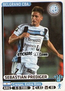 Cromo Sebastian Prediger - Fùtbol Argentino 2015 - Panini