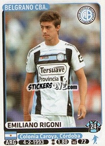 Sticker Emiliano Rigoni - Fùtbol Argentino 2015 n. 87 - Panini