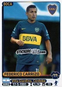 Sticker Federico Carrizo - Fùtbol Argentino 2015 n. 99 - Panini