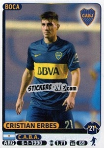 Sticker Cristian Erbes - Fùtbol Argentino 2015 - Panini