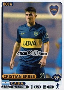 Sticker Cristian Erbes - Fùtbol Argentino 2015 n. 100 - Panini
