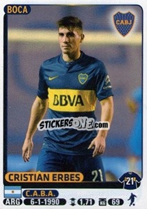 Figurina Cristian Erbes - Fùtbol Argentino 2015 - Panini