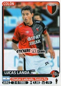 Sticker Lucas Landa - Fùtbol Argentino 2015 n. 114 - Panini