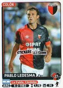 Sticker Pablo Ledesma - Fùtbol Argentino 2015 - Panini