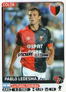 Sticker Pablo Ledesma - Fùtbol Argentino 2015 n. 117 - Panini