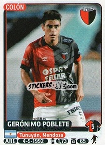 Cromo Geronimo Poblete - Fùtbol Argentino 2015 - Panini