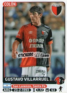 Sticker Gustavo Villaruel - Fùtbol Argentino 2015 - Panini