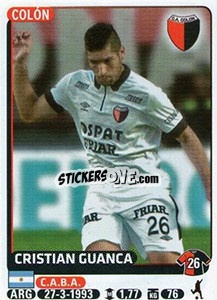 Sticker Cristian Guanca - Fùtbol Argentino 2015 n. 122 - Panini