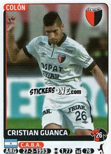 Cromo Cristian Guanca - Fùtbol Argentino 2015 - Panini