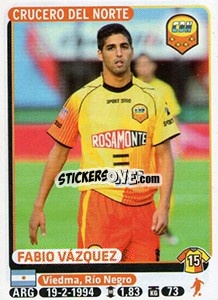 Sticker Fabio Vazquez - Fùtbol Argentino 2015 - Panini