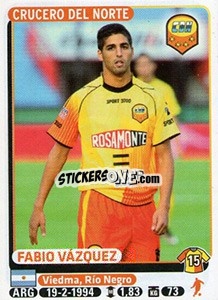Sticker Fabio Vazquez - Fùtbol Argentino 2015 n. 134 - Panini