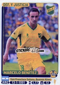 Cromo Marcelo Benitez - Fùtbol Argentino 2015 - Panini