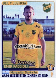 Sticker Emir Faccioli - Fùtbol Argentino 2015 - Panini