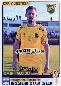Sticker Emir Faccioli - Fùtbol Argentino 2015 n. 143 - Panini