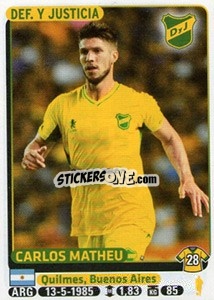 Figurina Carlos Matheu - Fùtbol Argentino 2015 n. 145 - Panini