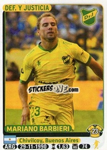 Sticker Mariano Barbieri - Fùtbol Argentino 2015 - Panini