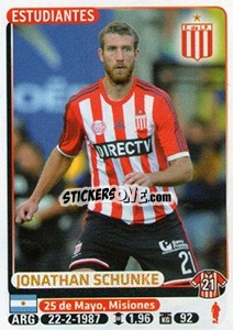 Cromo Jonathan Schunke - Fùtbol Argentino 2015 - Panini