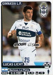 Sticker Lucas Licht - Fùtbol Argentino 2015 n. 174 - Panini