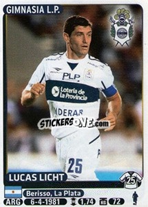 Sticker Lucas Licht - Fùtbol Argentino 2015 - Panini