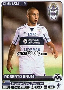 Sticker Roberto Brum - Fùtbol Argentino 2015 - Panini
