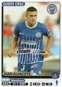 Sticker Juan Alvacete - Fùtbol Argentino 2015 - Panini
