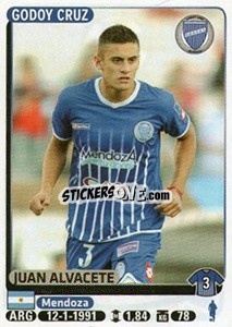 Sticker Juan Alvacete - Fùtbol Argentino 2015 n. 186 - Panini