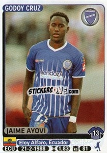 Sticker Jaime Ayovi - Fùtbol Argentino 2015 - Panini