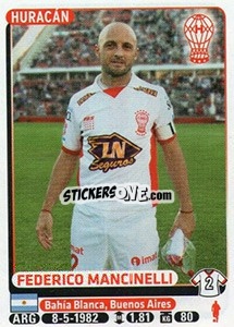Sticker Federico Mancinelli - Fùtbol Argentino 2015 n. 203 - Panini