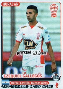 Sticker Ezequiel Gallegos - Fùtbol Argentino 2015 - Panini