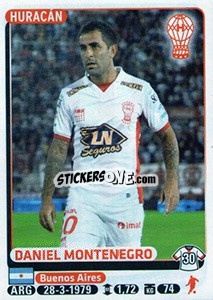 Cromo Daniel Montenegro - Fùtbol Argentino 2015 - Panini