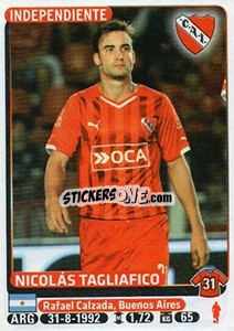 Cromo Nicolas Tagliafico - Fùtbol Argentino 2015 - Panini