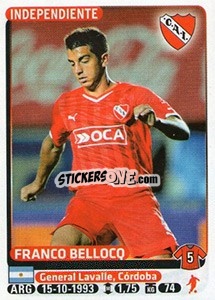 Cromo Franco Bellocq - Fùtbol Argentino 2015 - Panini