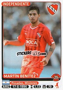 Sticker Martin Benitez - Fùtbol Argentino 2015 - Panini