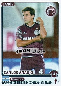 Cromo Carlos Araujo - Fùtbol Argentino 2015 - Panini