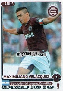 Sticker Maximiliano Velazquez - Fùtbol Argentino 2015 - Panini