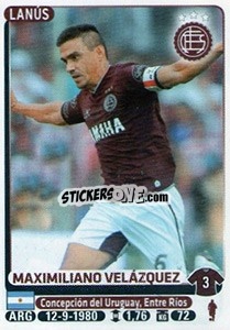 Figurina Maximiliano Velazquez - Fùtbol Argentino 2015 - Panini