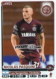 Cromo Nicolas Pasquini - Fùtbol Argentino 2015 - Panini