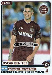 Sticker Oscar Benitez - Fùtbol Argentino 2015 n. 243 - Panini