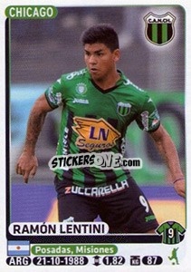 Cromo Ramon Lentini - Fùtbol Argentino 2015 - Panini