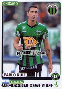 Cromo Pablo Ruiz - Fùtbol Argentino 2015 - Panini