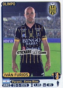 Figurina Ivan Furios - Fùtbol Argentino 2015 - Panini